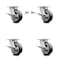 Service Caster 5 Inch Kingpinless Rubber on Aluminum Wheel Caster Brakes 2 Swivel Locks, 4PK SCC-KP30S520-RAR-SLB-BSL-2-SLB-2 - alternate 1